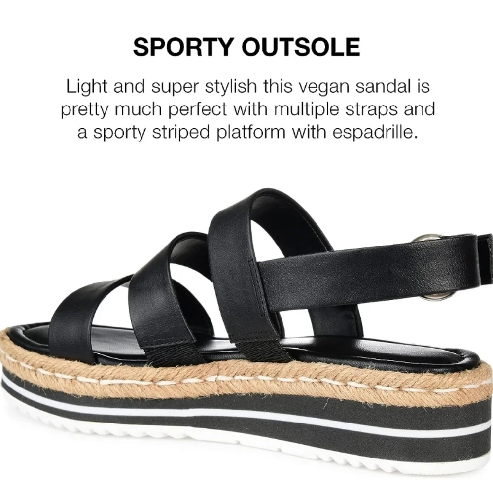 Journee Collection Robyn Platform Sandals Black 10 - Picture 3 of 7